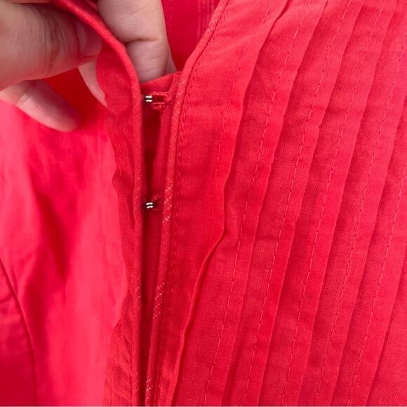 Biba Coral Pink  Bell Sleeves Cotton Pockets Maxi Dress - Picture 11 of 12